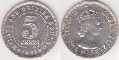 1961 Malaya & British Borneo 5 Cents (Unc) A005582